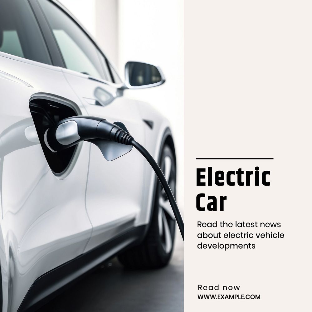 Electric car Instagram post template, editable text