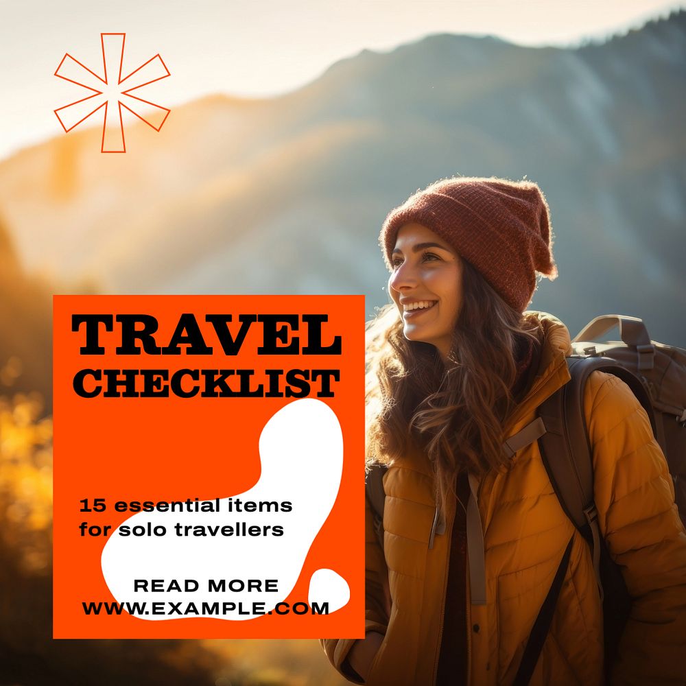 Travel checklist Instagram post template, editable design