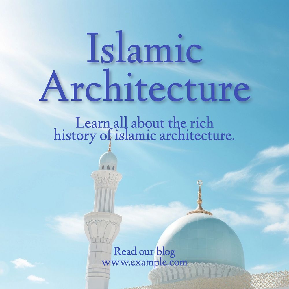 Islamic architecture  Instagram post template, editable text