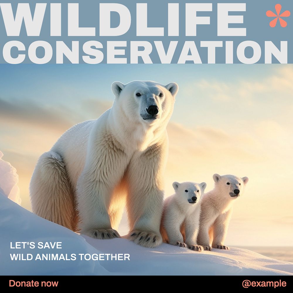 Wildlife conservation Instagram post template, editable text