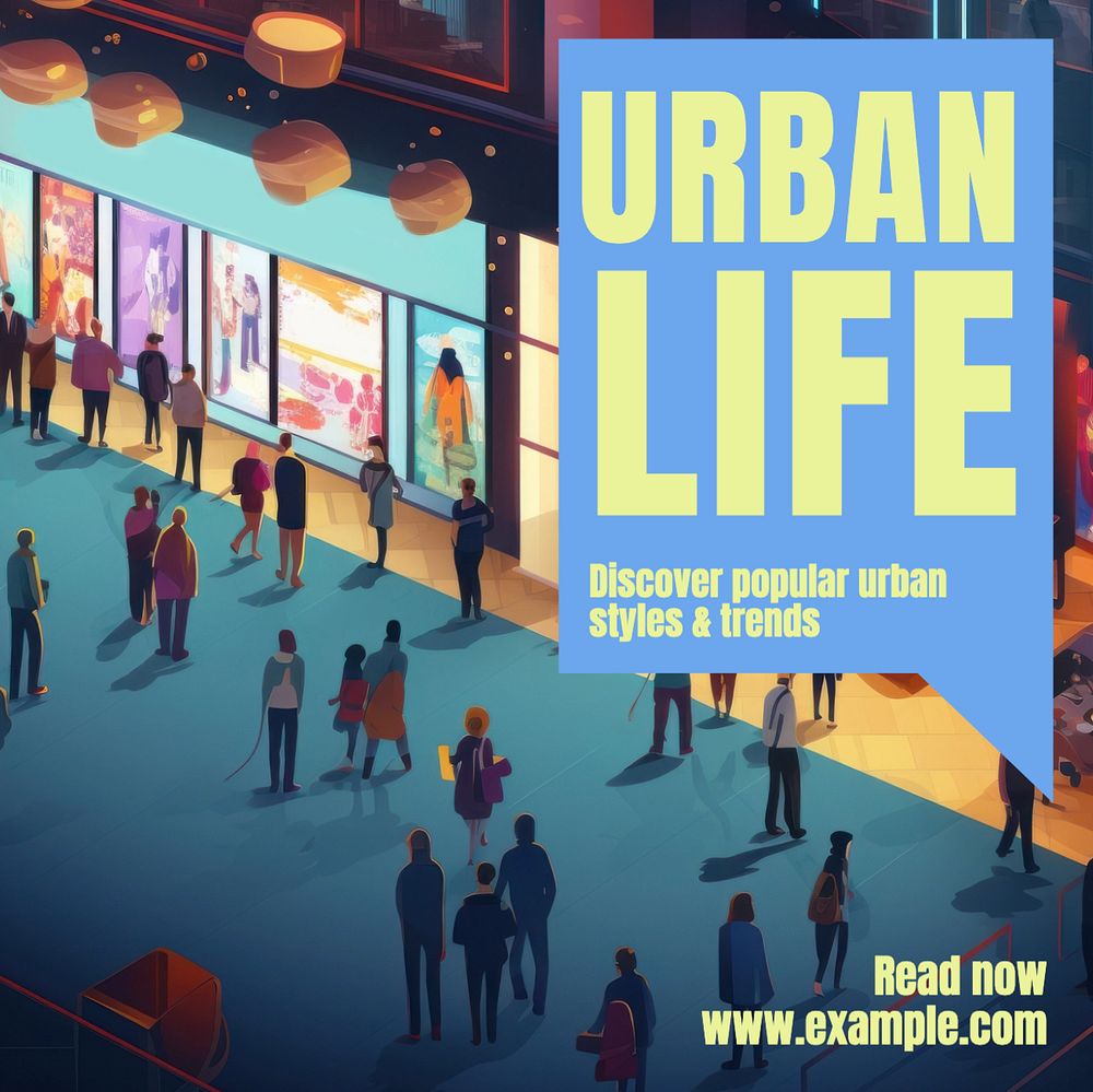 Urban life Instagram post template, editable text