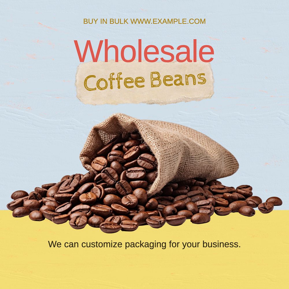 Wholesale coffee bag Instagram post template, editable text