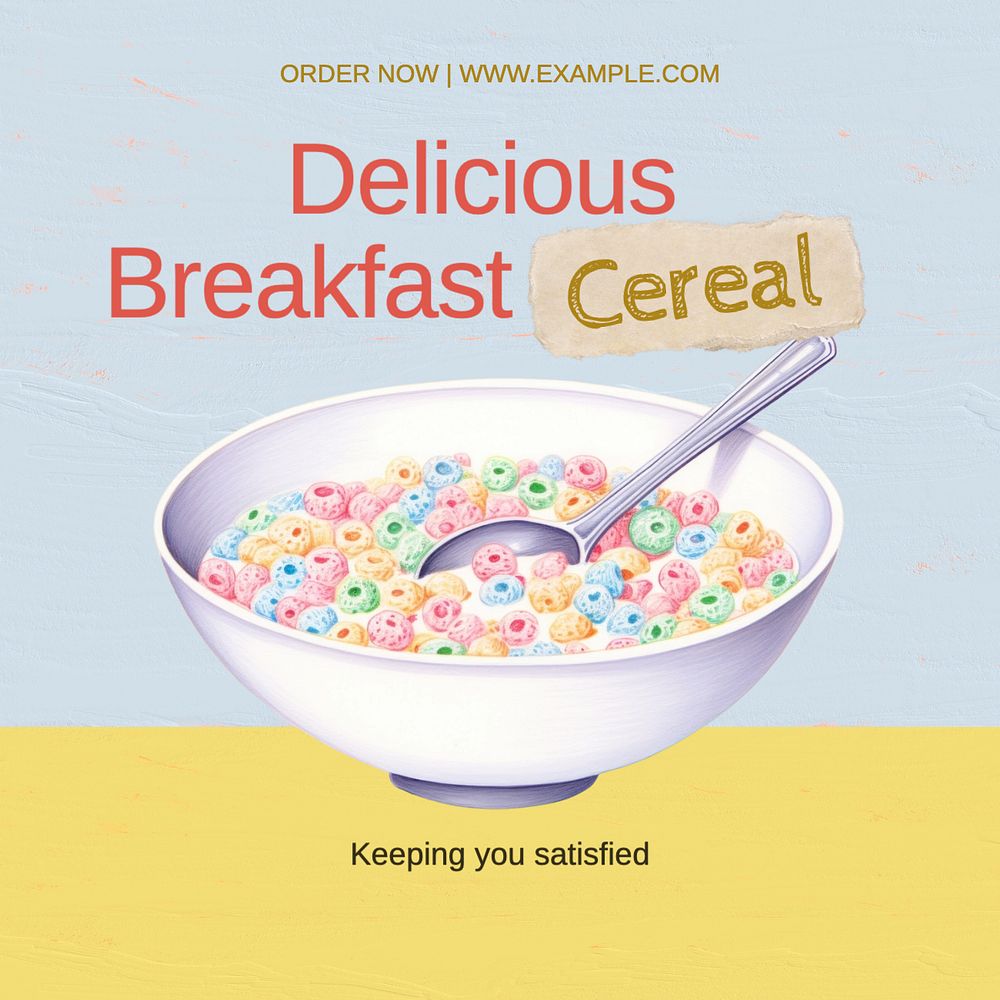 Breakfast cereal Instagram post template, editable text