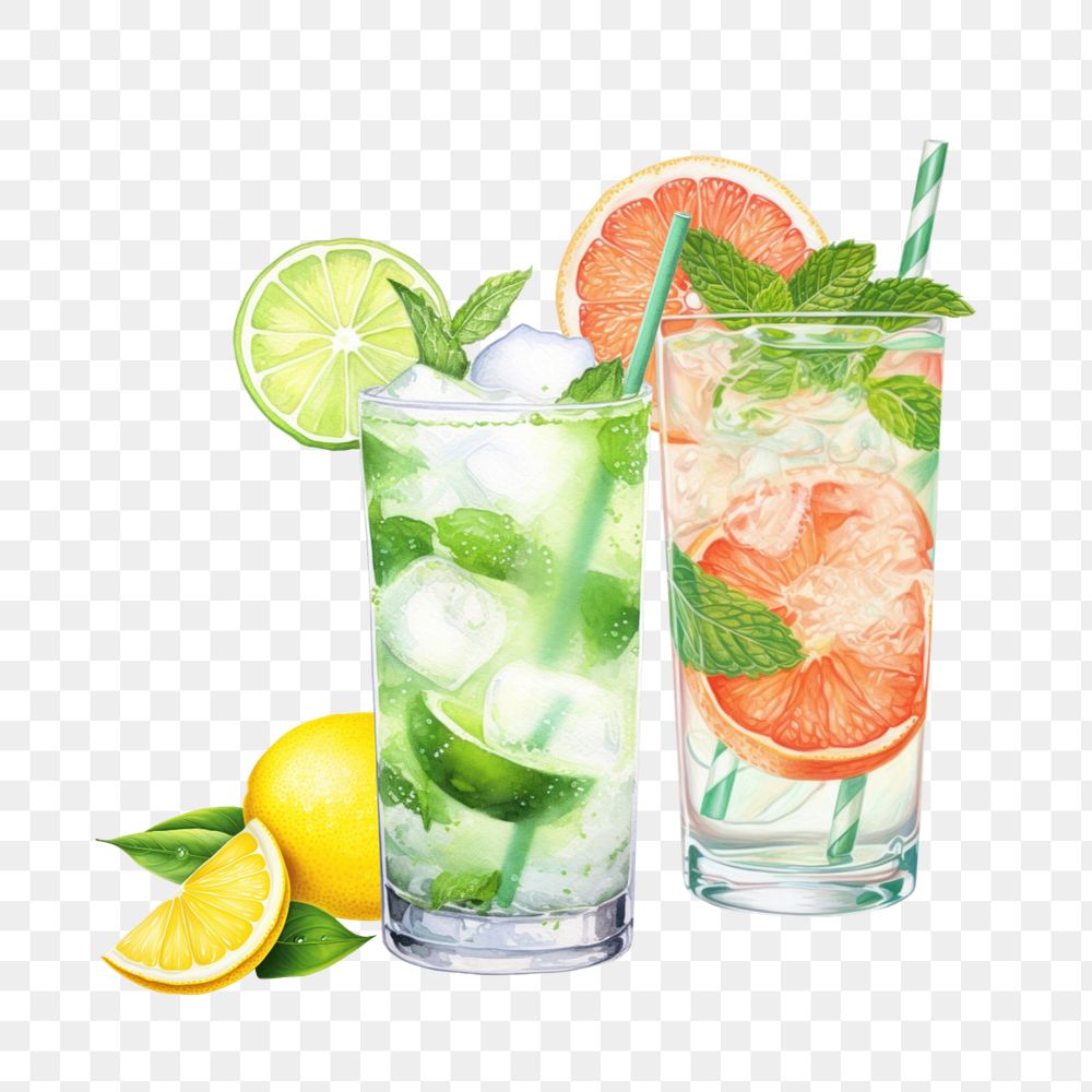 Editable Summer cocktails png element, food digital art