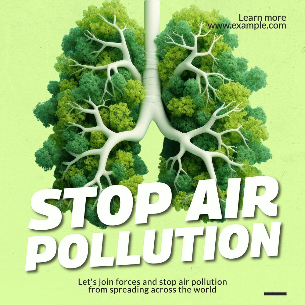 Stop air pollution Instagram post template, editable text