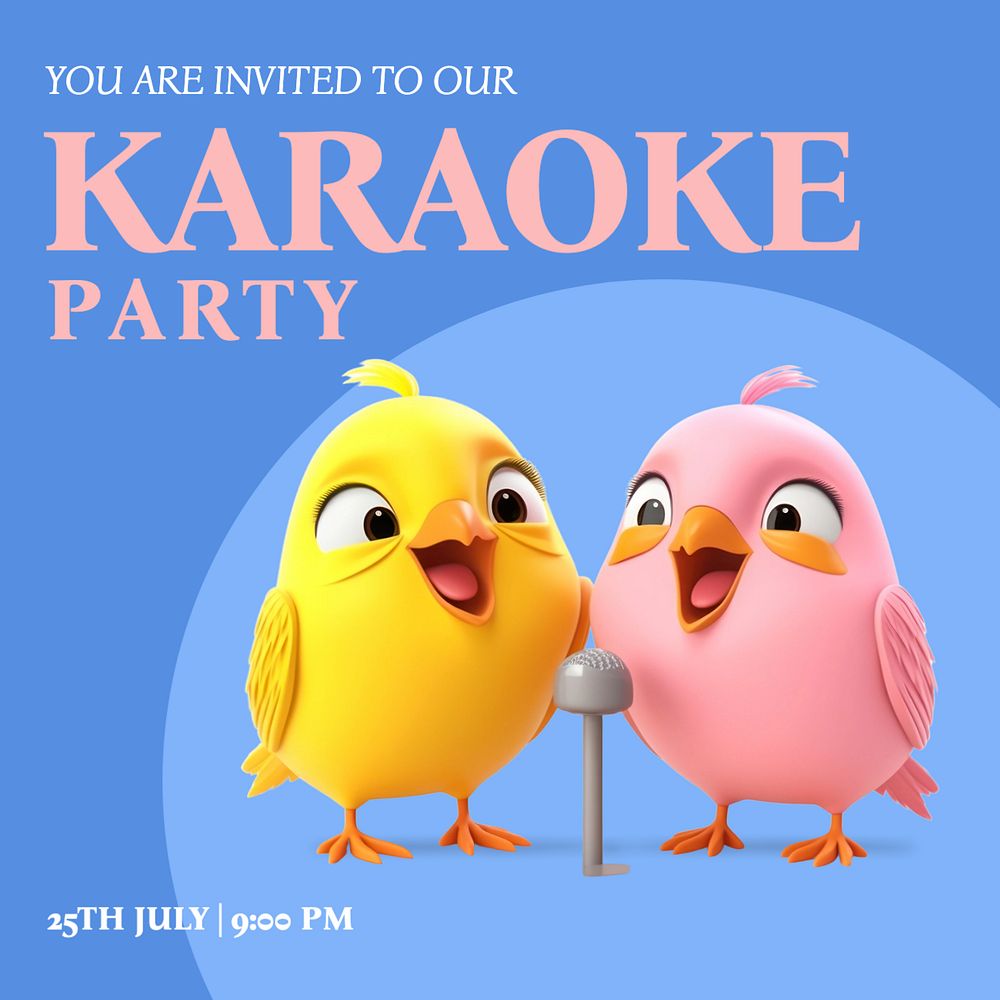 Karaoke party Instagram post template, editable text