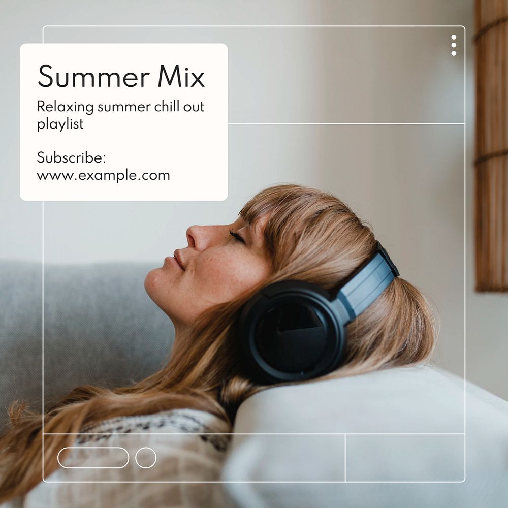 Summer mix Instagram post template, editable text