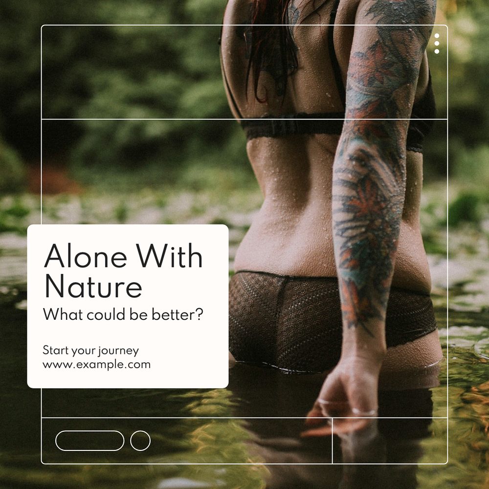 Alone with nature Instagram post template, editable text