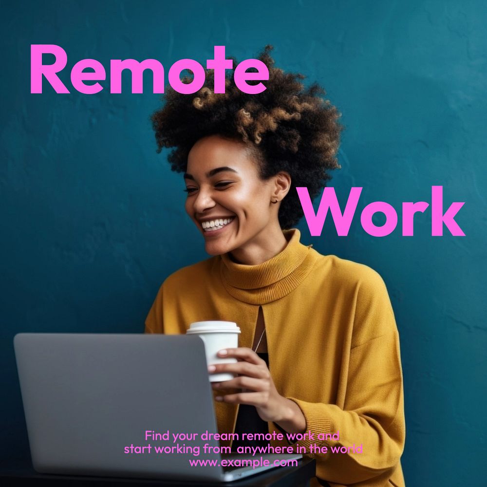 Remote work Instagram post template, editable text