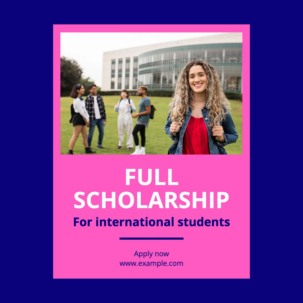 Full scholarship Instagram post template, editable text