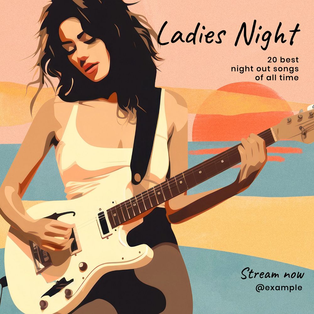 Ladies night songs Instagram post template, editable text