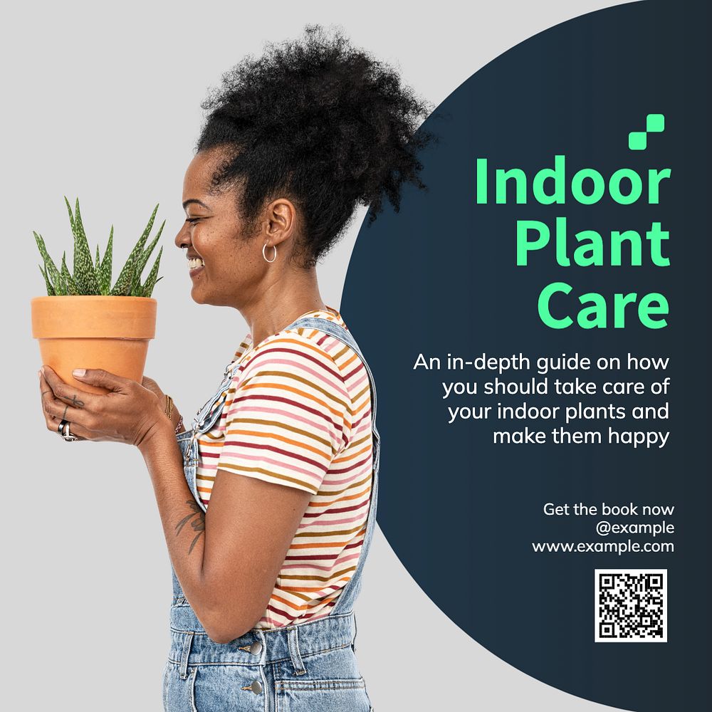 Indoor plant care Instagram post template, editable text