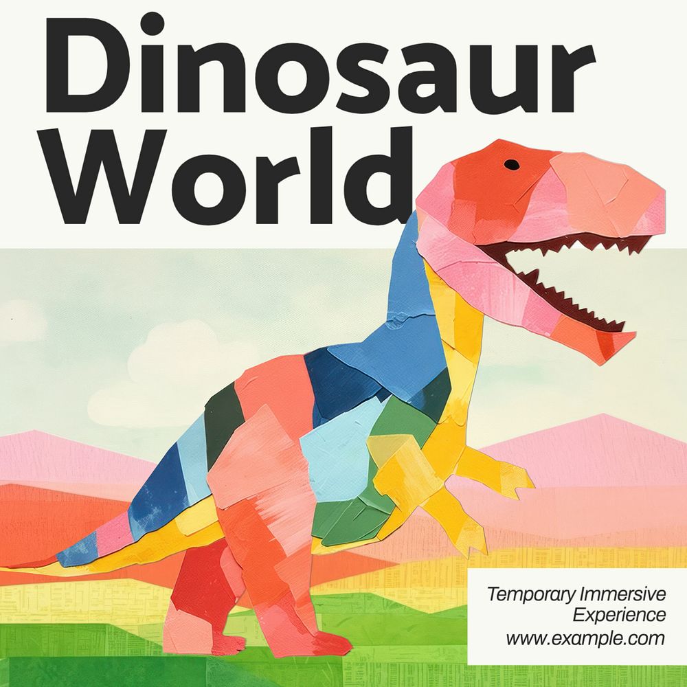 Dinosaur world Instagram post template, editable text