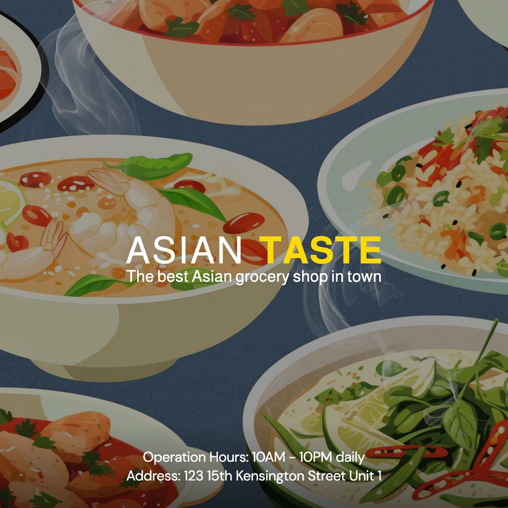 Asian taste Instagram post template, editable text