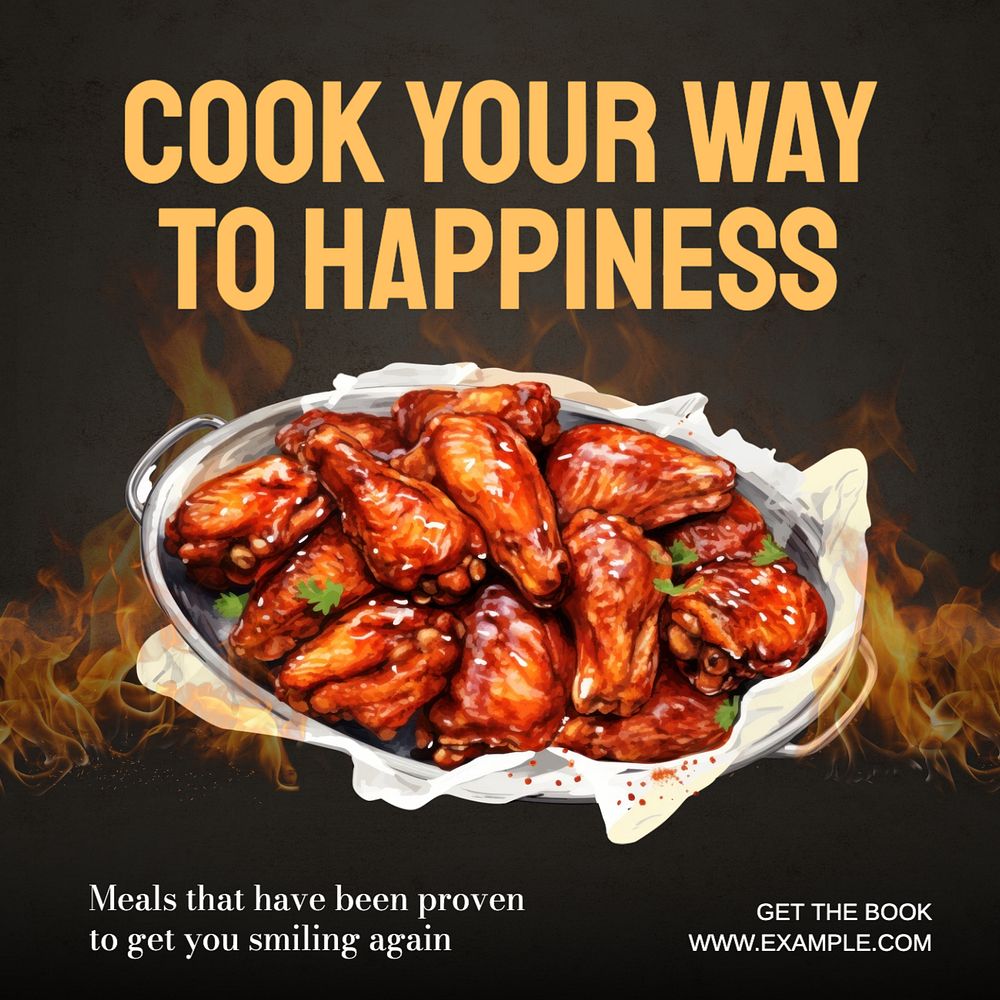 Cooking for happiness Instagram post template, editable text