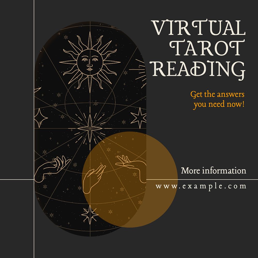 Virtual tarot reading Instagram post template, editable text