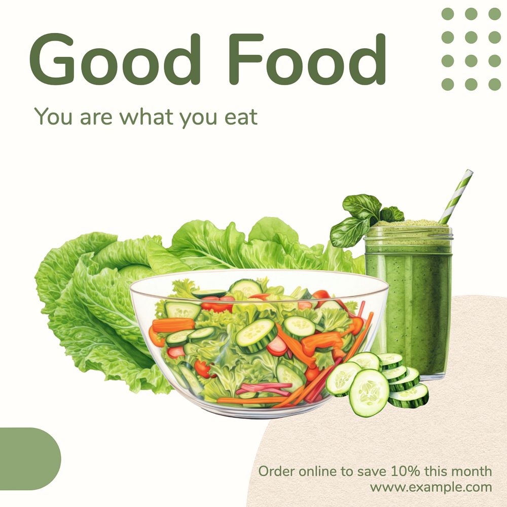 Healthy food Facebook post template, editable design