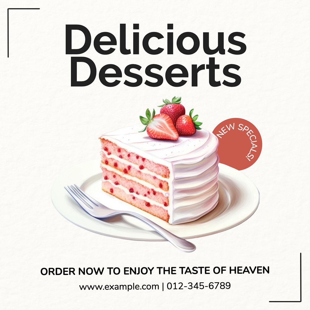 Delicious dessert Facebook post template, editable design