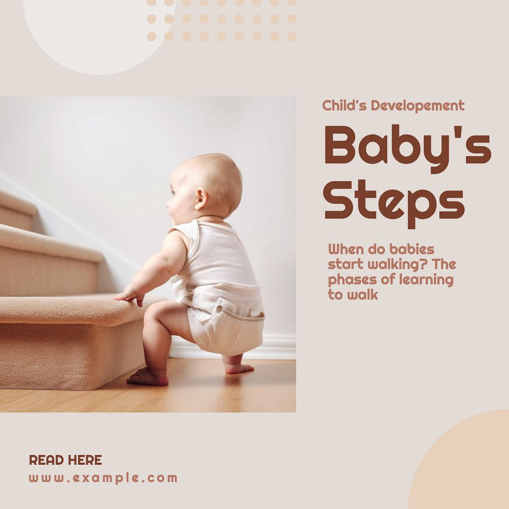 Baby's Steps Instagram post template, editable text