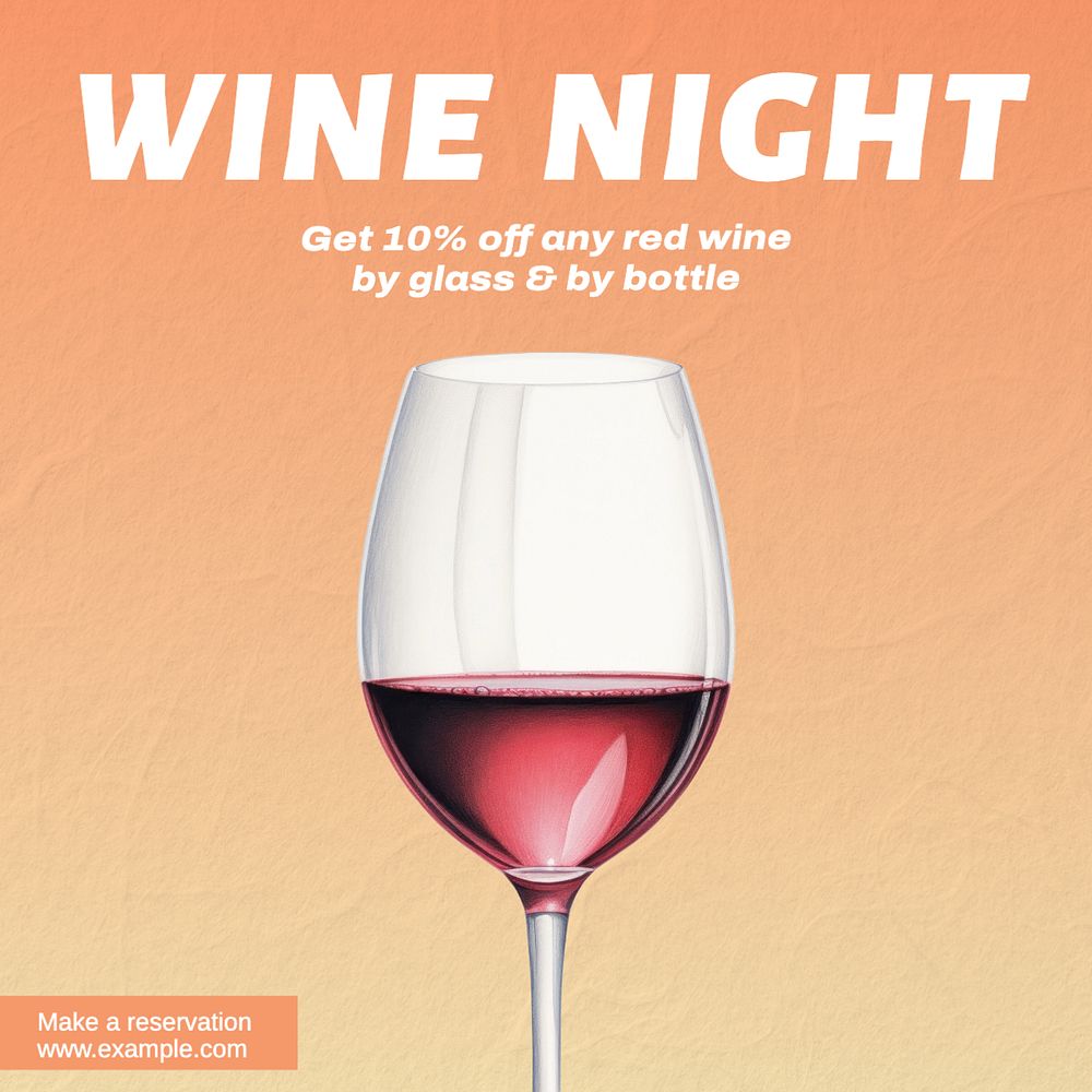 Wine night Facebook post template, editable design