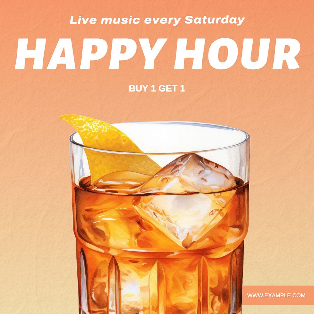 Happy hour Facebook post template, editable design