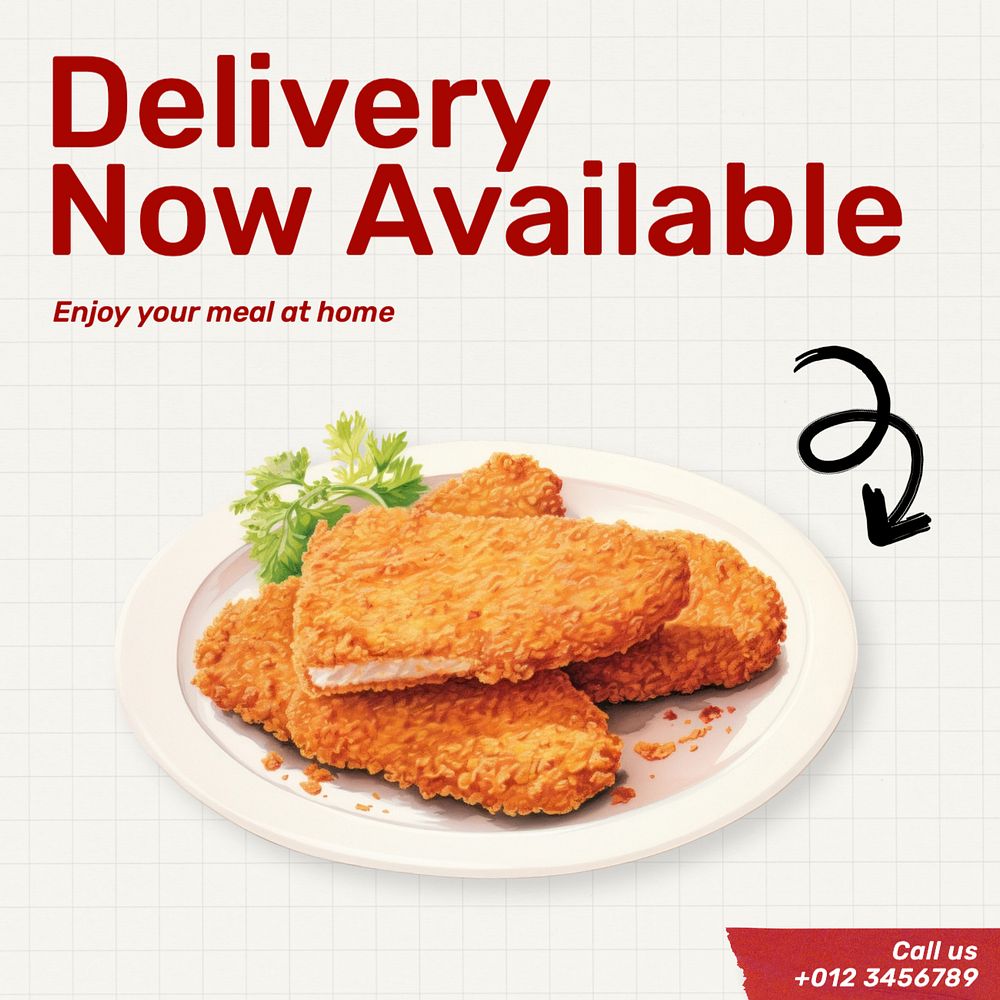 Delivery now available Facebook post template, editable design