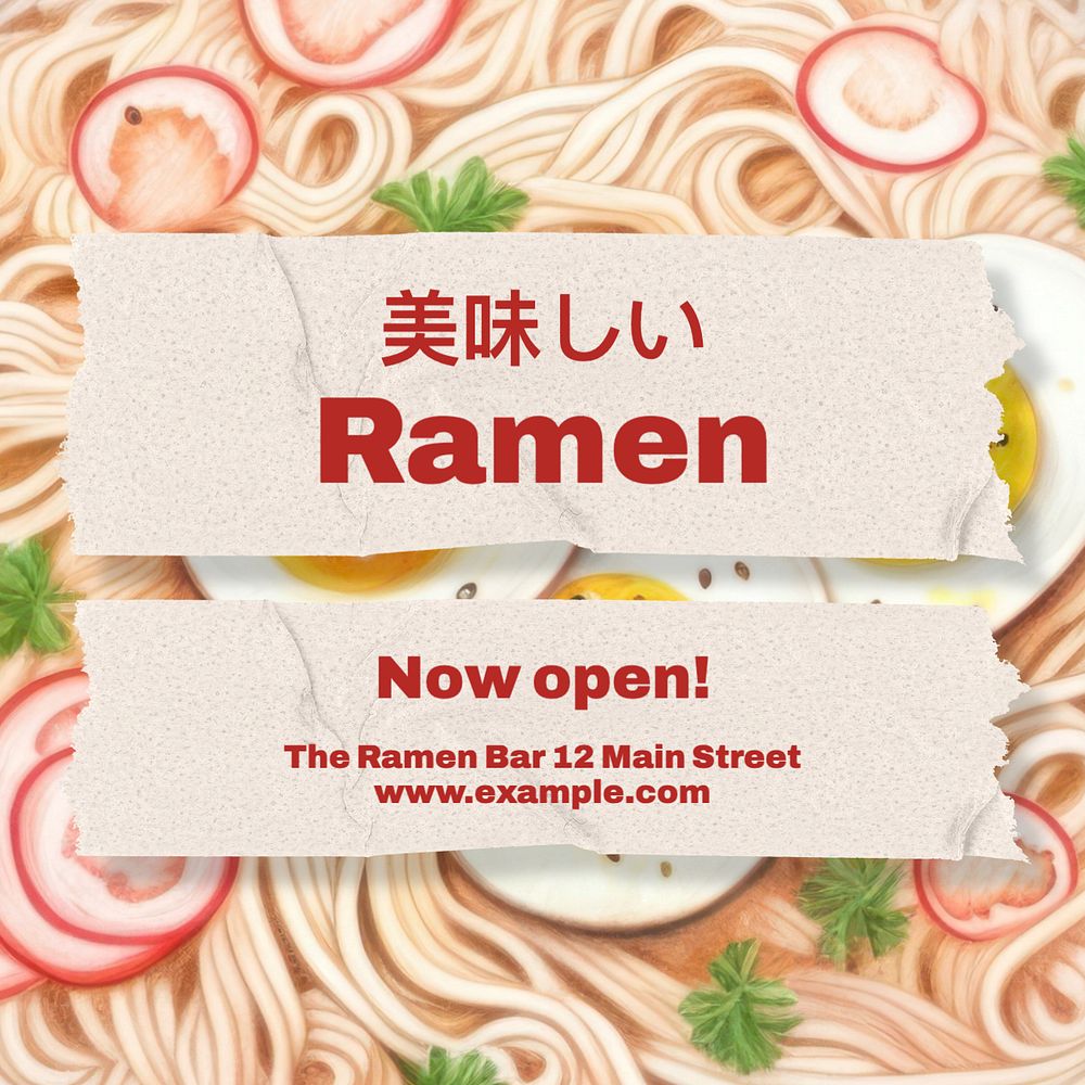 Ramen bar Facebook post template, editable design