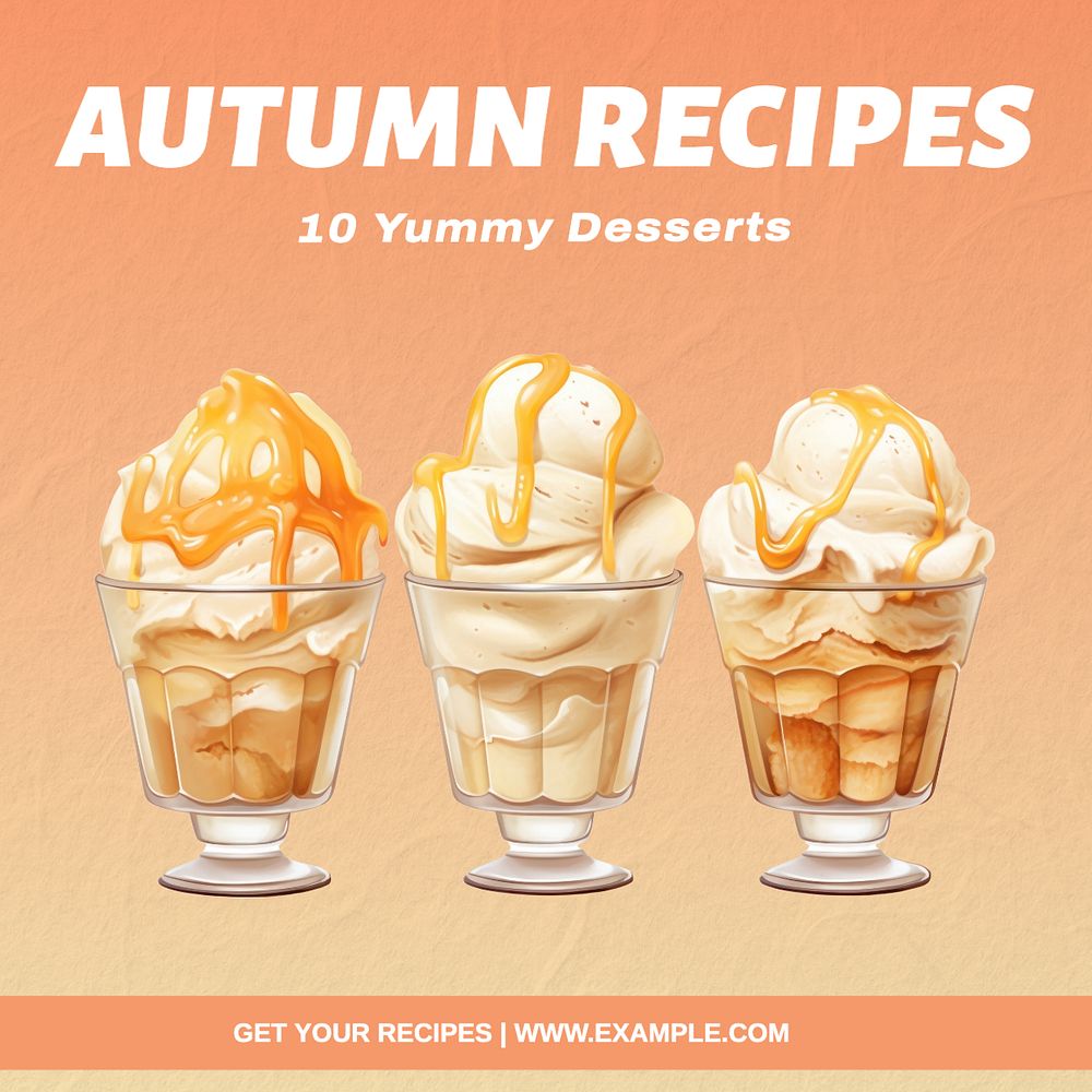 Autumn dessert recipe Facebook post template, editable design