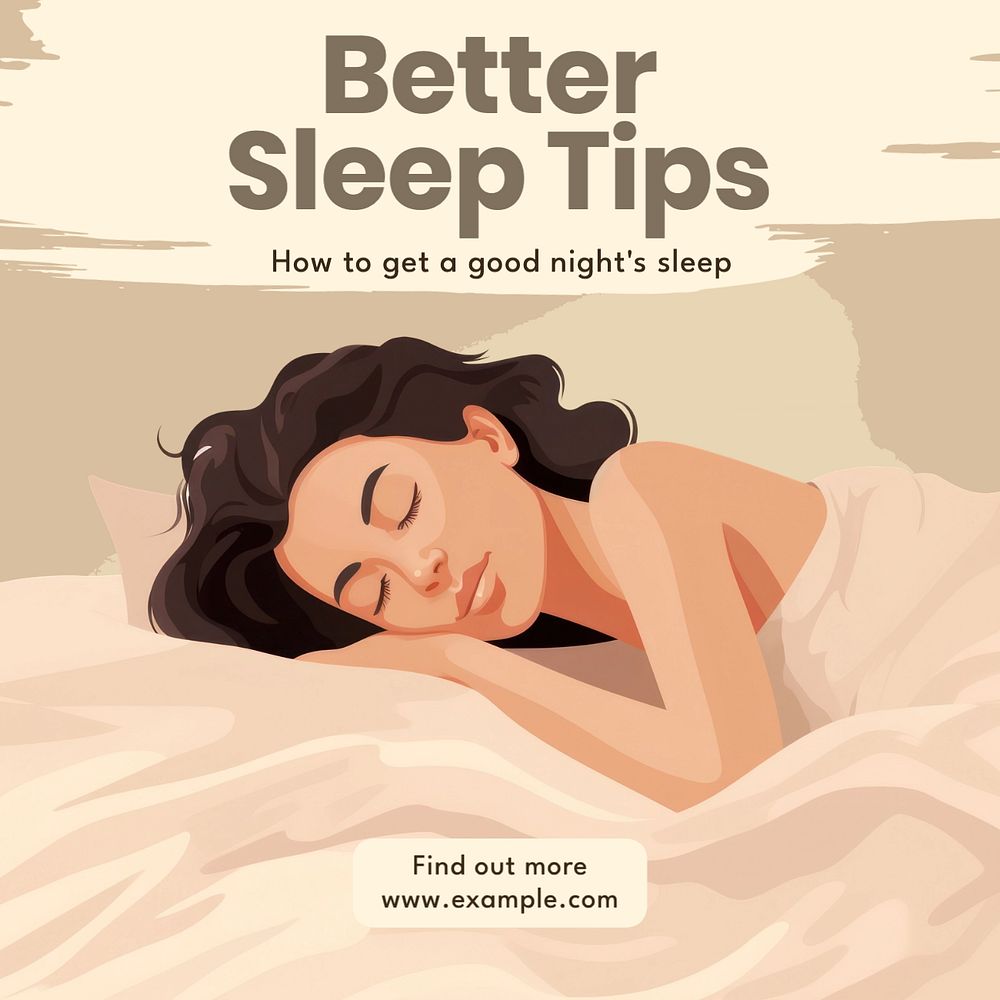 Better sleep tips Instagram post template, editable text