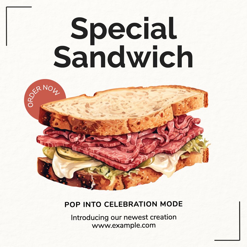 Special sandwich Facebook post template, editable design