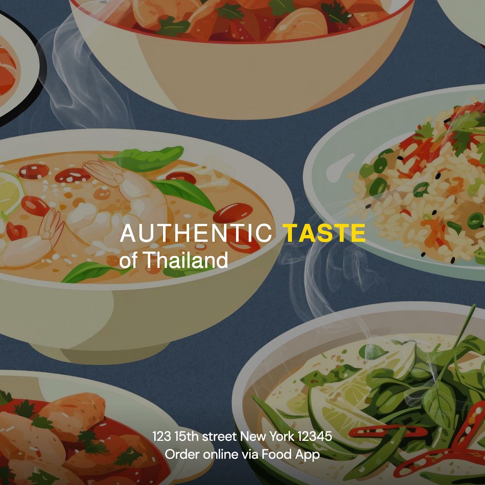 Authentic taste Instagram post template, editable text