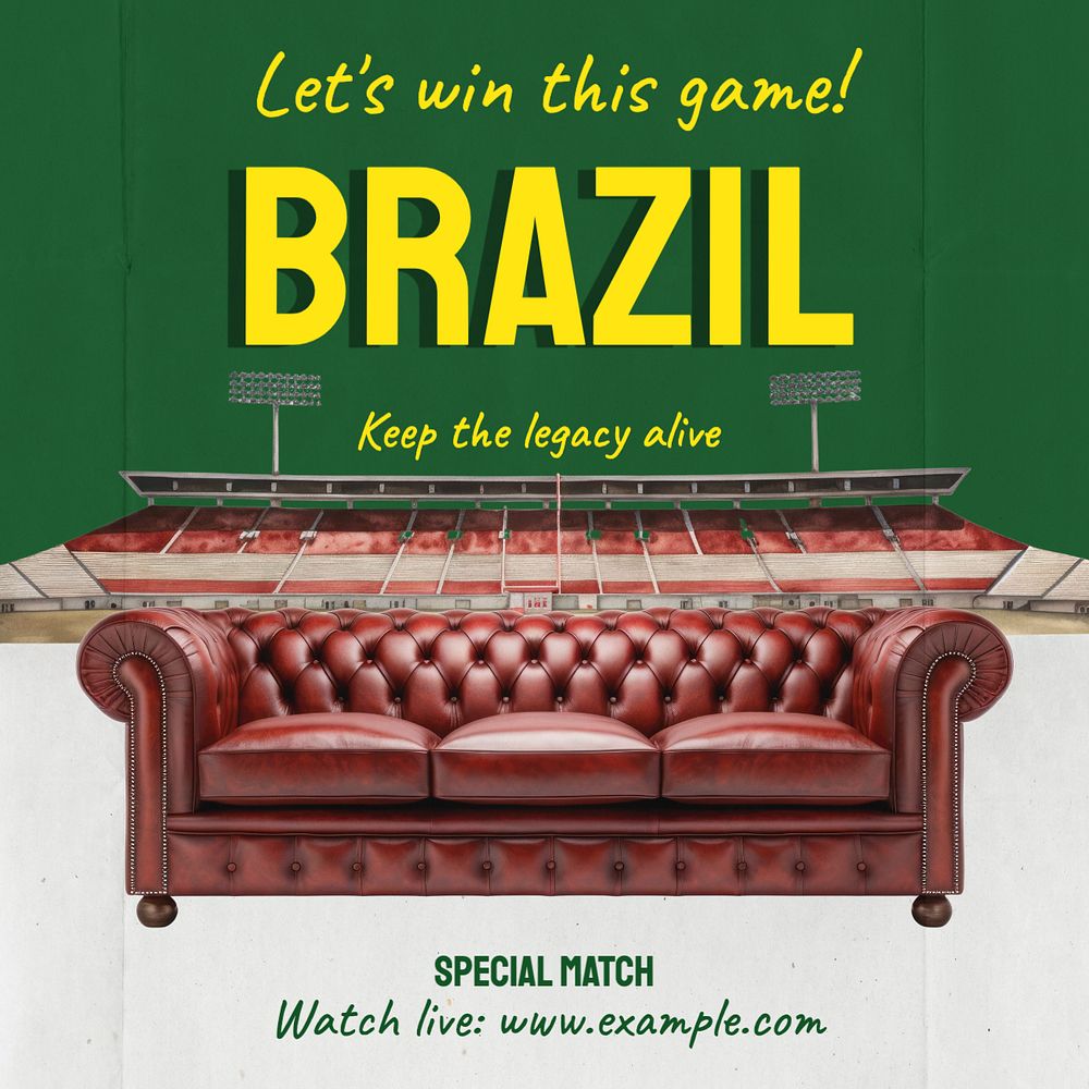 Brazil match Instagram post template, editable text