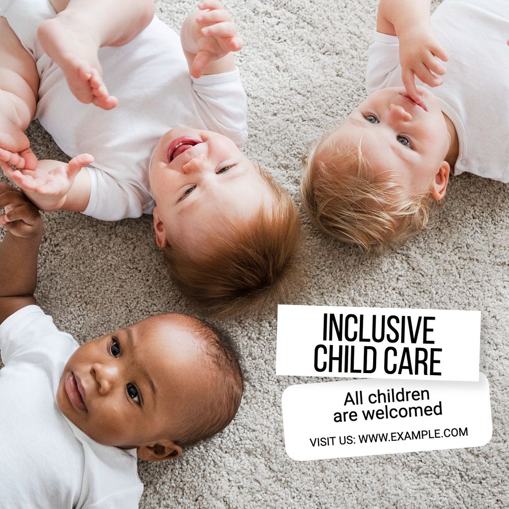 Inclusive child care Instagram post template, editable text