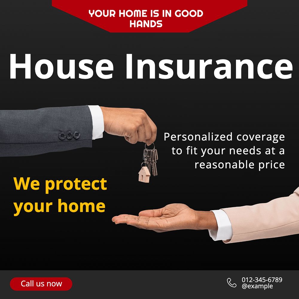 House insurance Instagram post template, editable text