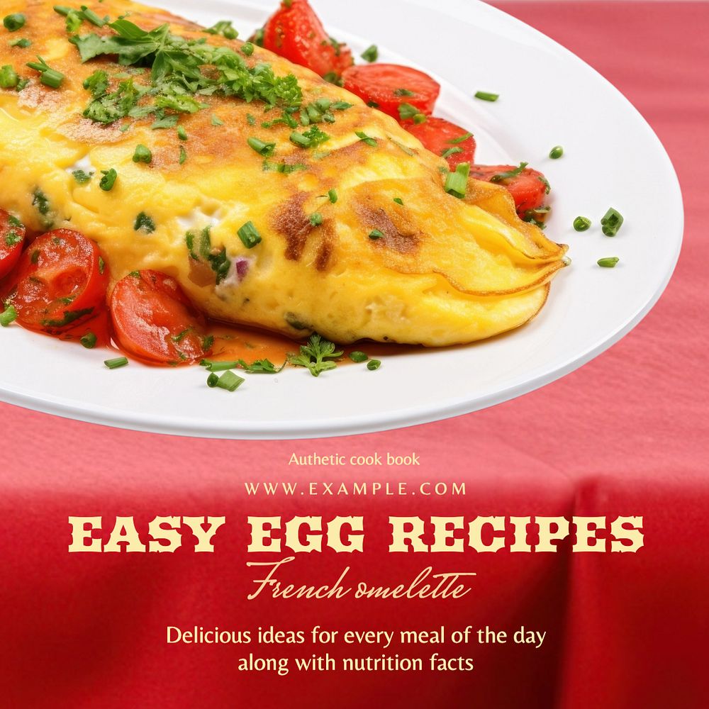 Easy egg recipes Instagram post template, editable text