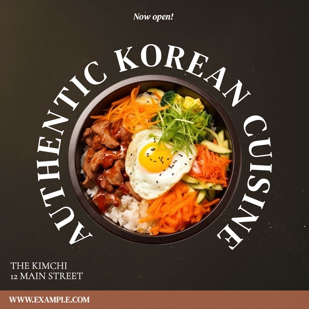 Korean cuisine Instagram post template, editable text