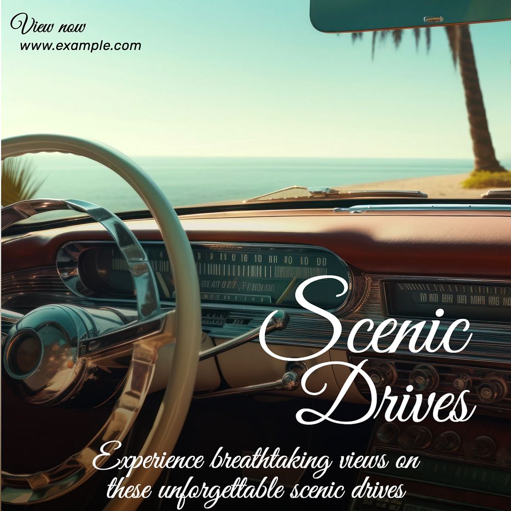 Scenic drives inspiration Instagram post template, editable text