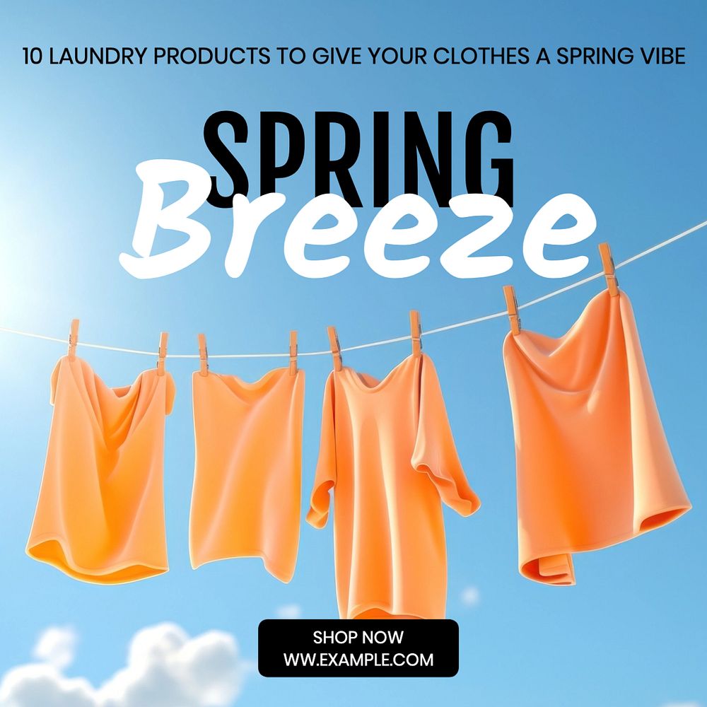 Laundry products Instagram post template, editable text