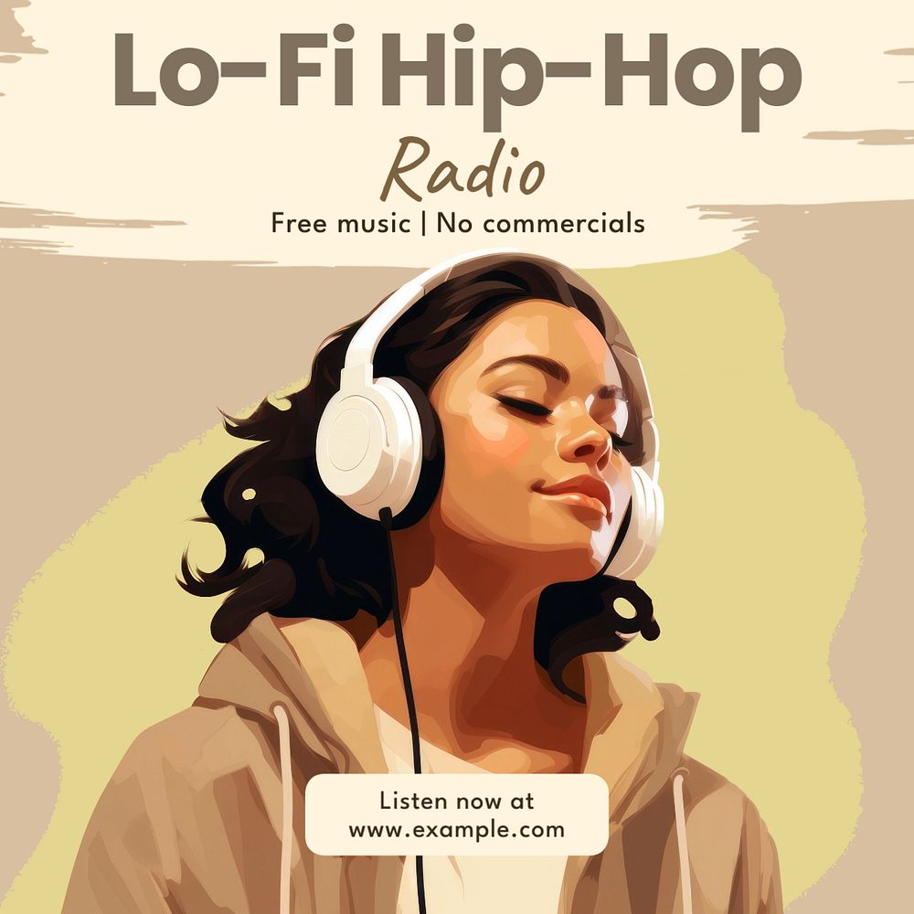 Hip-Hop radio Instagram post template, editable text