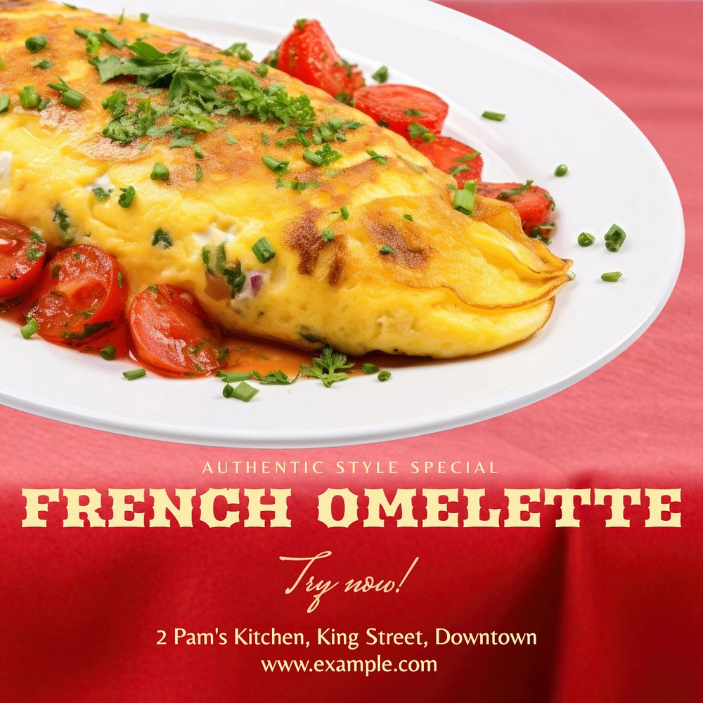 French omelette breakfast Instagram post template, editable text