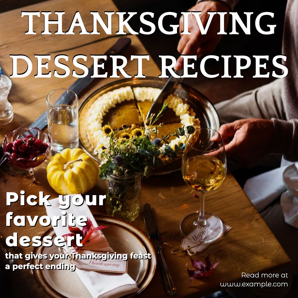 Thanksgiving dessert Instagram post template, editable text