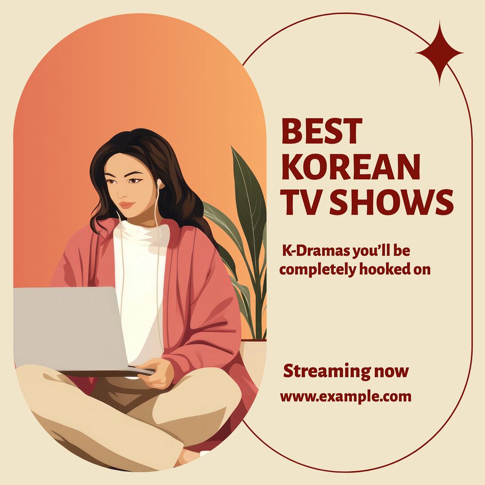 Korean tv Instagram post template, editable text