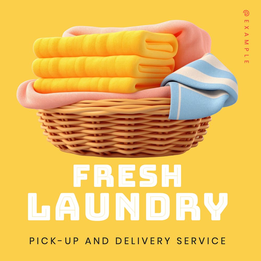 Laundry service Instagram post template, editable text