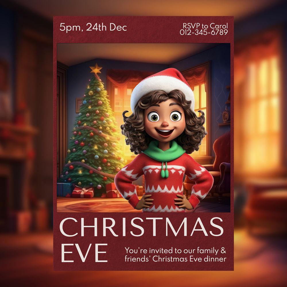 Christmas eve Instagram post template, editable text