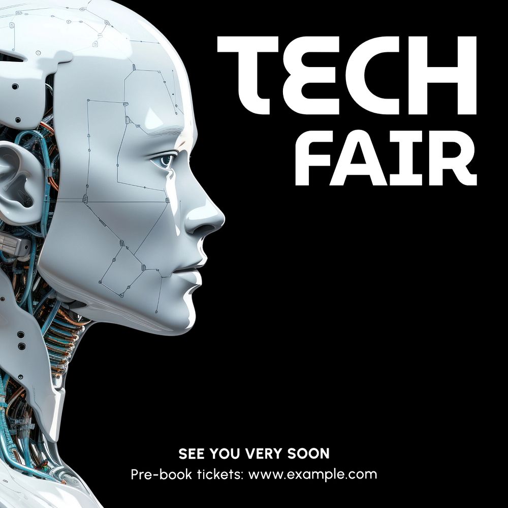 Tech fair Instagram post template, editable text