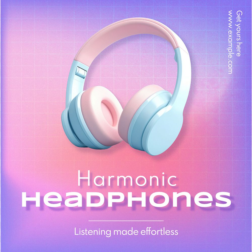 Headphones Instagram post template, editable text