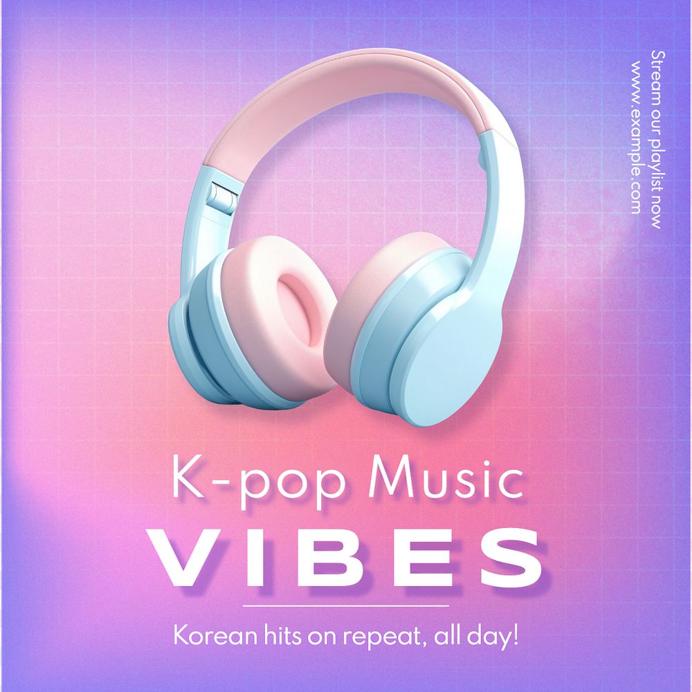 K-pop music Instagram post template, editable text