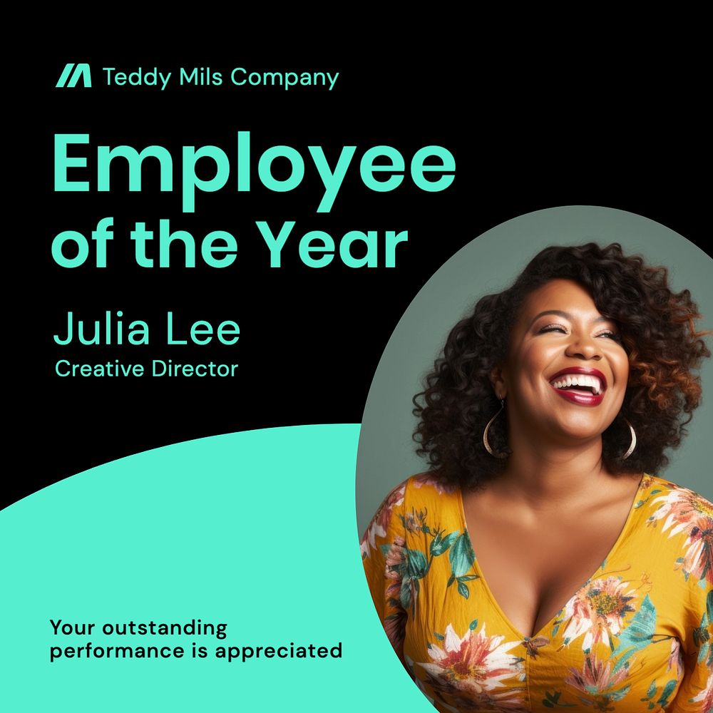 Employee of the year Instagram post template, editable text