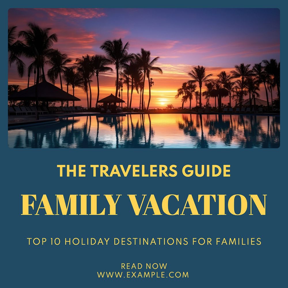 Family vacation Instagram post template, editable text