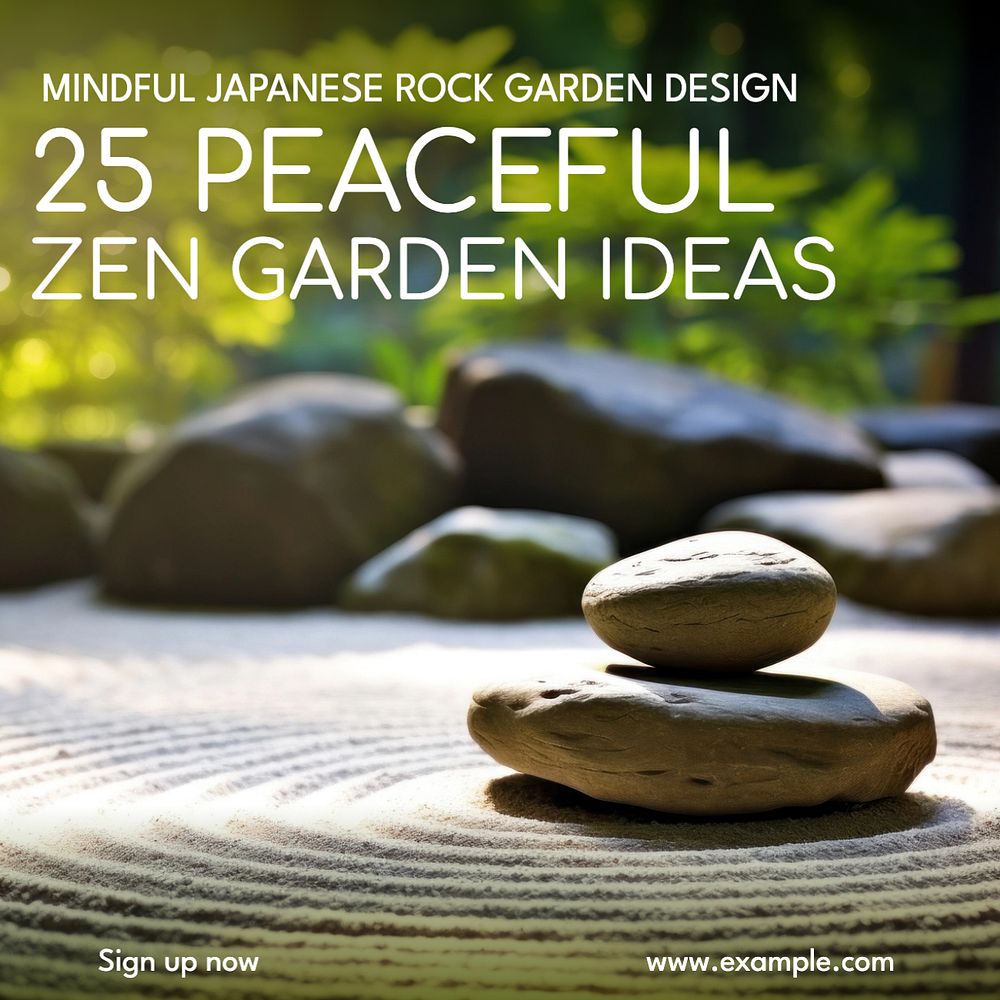 Zen garden Instagram post template, editable text